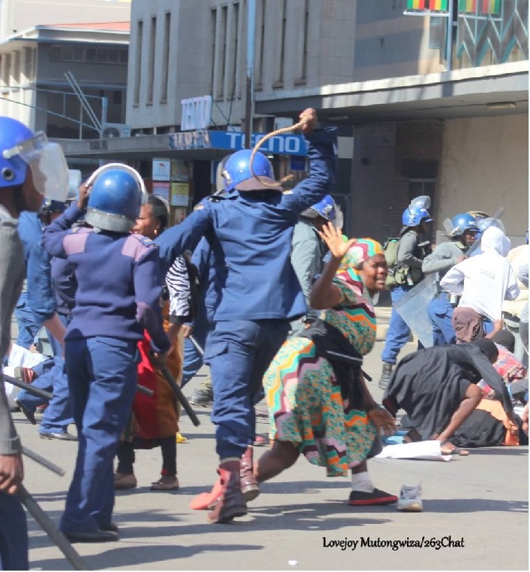 Police beating up demonstrators